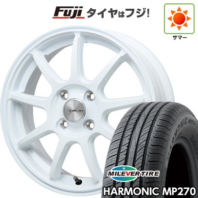 【新品 軽自動車】N-BOX タント スペーシア 夏タイヤ ホイール4本セット 155/65R14 ミレバー ハーモニック MP270(限定) レアマイスター LMスポーツLM-QR ホワイト 14インチ