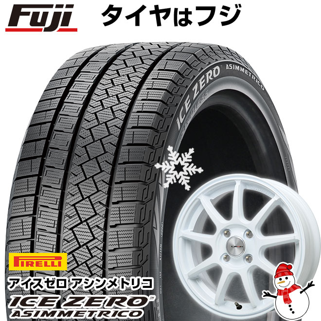 【新品】ライズ/ロッキー(ガソリン) スタッドレスタイヤ ホイール4本セット 195/65R16 ピレリ ウィンター アイスゼロアシンメトリコ レアマイスター LMスポーツLM-QR ホワイト 16インチ(送料無料)
