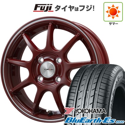 【新品 軽自動車】N-BOX タント スペーシア 夏タイヤ ホイール4本セット 155/65R14 ヨコハマ ブルーアース ES32 レアマイスター LMスポーツLM-QR レッド/ラインポリッシュ 14インチ