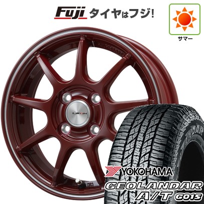 【新品 軽自動車】N-BOX タント スペーシア 夏タイヤ ホイール4本セット 165/55R15 ヨコハマ ジオランダー A/T G015 RBL レアマイスター LMスポーツLM-QR レッド/ラインポリッシュ 15インチ