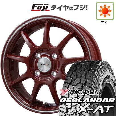 【新品 軽自動車】N-BOX タント スペーシア 夏タイヤ ホイール4本セット 155/65R14 ヨコハマ ジオランダー X-AT G016 レアマイスター LMスポーツLM-QR レッド/ラインポリッシュ 14インチ