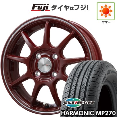 【新品 軽自動車】N-BOX タント スペーシア 夏タイヤ ホイール4本セット 155/65R14 ミレバー ハーモニック MP270(限定) レアマイスター LMスポーツLM-QR レッド/ラインポリッシュ 14インチ