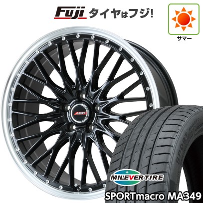 シビック(FL系 FK系)等 夏タイヤ ホイール4本セット 235/35R19 ミレバー スポーツマクロ MA349(限定) プレミックス MER PROMESH グロスブラック/リムポリッシュ 19インチ