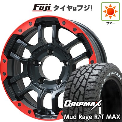 ジムニー 夏タイヤ ホイール4本セット 185/85R16 グリップマックス マッドレイジR/T MAX RWL(限定) ビッグウエイ B-LUGNAS FRD(マットブラック/レッドリム) 16インチ