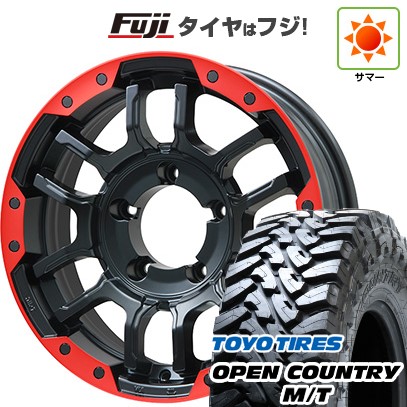 ジムニー 夏タイヤ ホイール4本セット 195/80R16 トーヨー オープンカントリー M/T ビッグウエイ B-LUGNAS FRD(マットブラック/レッドリム) 16インチ