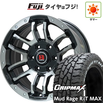 プラド/ハイラックス 夏タイヤ ホイール４本セット 265/70R17 グリップマックス マッドレイジR/T MAX RWL(限定) ビッグウエイ B-LUGNAS FRD(ブラックポリッシュ/ブラッククリア) 17インチ