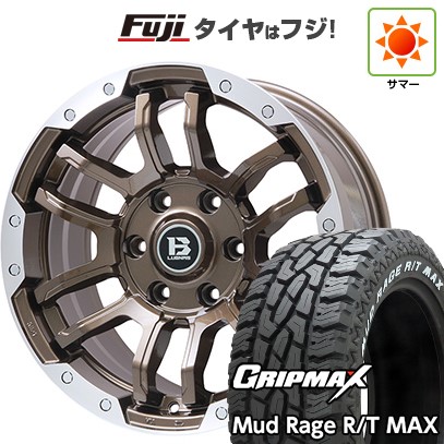プラド/ハイラックス 夏タイヤ ホイール４本セット 265/70R17 グリップマックス マッドレイジR/T MAX RWL(限定) ビッグウエイ B-LUGNAS FRD(ブロンズ/リムポリッシュ) 17インチ