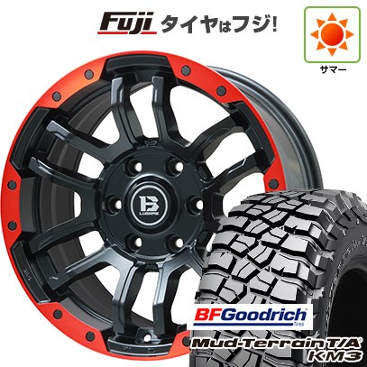 プラド/ハイラックス 夏タイヤ ホイール4本セット 265/70R17 BFグッドリッチ マッドテレーンT/A KM3 ビッグウエイ B-LUGNAS FRD(マットブラック/レッドリム) 17インチ