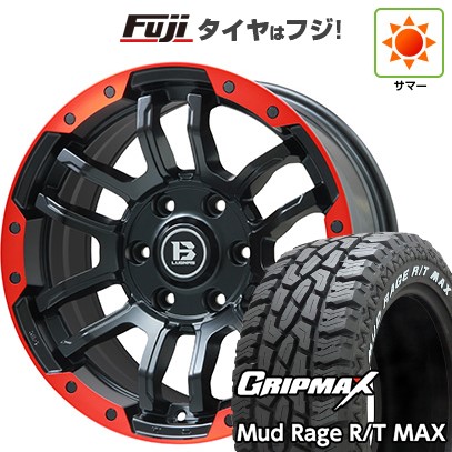 プラド/ハイラックス 夏タイヤ ホイール4本セット 265/70R17 グリップマックス マッドレイジR/T MAX RWL(限定) ビッグウエイ B-LUGNAS FRD(マットブラック/レッドリム) 17インチ