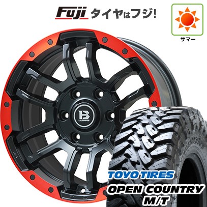 プラド/ハイラックス 夏タイヤ ホイール4本セット 265/70R17 トーヨー オープンカントリー M/T ビッグウエイ B-LUGNAS FRD(マットブラック/レッドリム) 17インチ