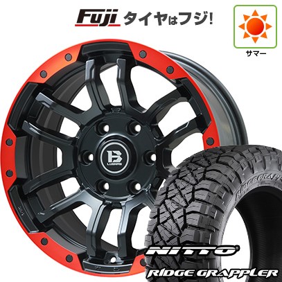 【パンク保証付き】プラド/ハイラックス/トライトン(GSR) 夏タイヤ ホイール4本セット 265/65R17 ニットー リッジグラップラー ビッグウエイ B-LUGNAS FRD(マットブラック/レッドリム) 17インチ