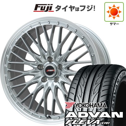 【新品】フリード 5穴/114 夏タイヤ ホイール4本セット 205/45R17 ヨコハマ アドバン フレバV701 プレミックス MER PROMESH ダークシルバー/リムポリッシュ 17インチ