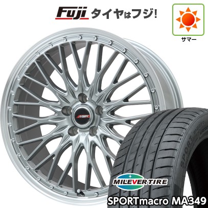 シビック(FL系 FK系)等 夏タイヤ ホイール4本セット 235/35R19 ミレバー スポーツマクロ MA349(限定) プレミックス MER PROMESH ダークシルバー/リムポリッシュ 19インチ