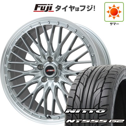 【パンク保証付き】シビック(FL系 FK系)等 夏タイヤ ホイール4本セット 235/35R19 ニットー NT555 G2 プレミックス MER PROMESH ダークシルバー/リムポリッシュ 19インチ