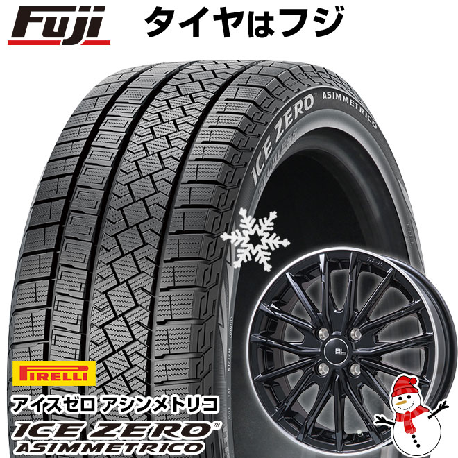 【新品】セレナ用 スタッドレスタイヤ ホイール4本セット 195/65R15 ピレリ ウィンター アイスゼロアシンメトリコ ブランドルライン DF-10M グロスブラック/リムポリッシュ 15インチ(送料無料)