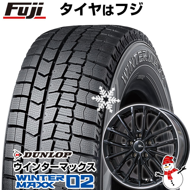 【新品】60系プリウス スタッドレスタイヤ ホイール4本セット 195/60R17 ダンロップ ウインターマックス 02 WM02 ブランドルライン DF-10M グロスブラック/リムポリッシュ 17インチ(送料無料)