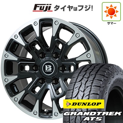 プラド/ハイラックス/トライトン 夏タイヤ ホイール4本セット 265/60R18 ダンロップ グラントレック AT5 ビッグウエイ B-LUGNAS BRD(ブラックポリッシュ/ブラッククリア) 18インチ