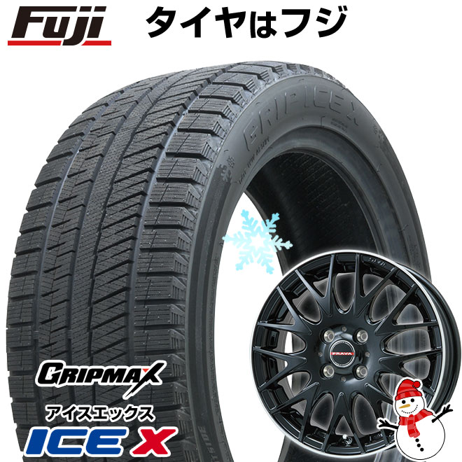 【新品】シエンタ 2015-22 スタッドレスタイヤ ホイール４本セット 185/60R15 グリップマックス アイスX BSW ブラックサイドウォール(限定) ビッグウエイ レイシーン プラバ9MJrII グロスブラック/リムポリッシュ 15インチ(送料無料)