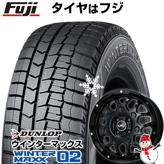 【新品 軽自動車】N-BOX タント スペーシア スタッドレスタイヤ ホイール4本セット 165/55R15 ダンロップ ウインターマックス 02 WM02 レアマイスター LMG MS-9W グロスブラック 15インチ(送料無料)
