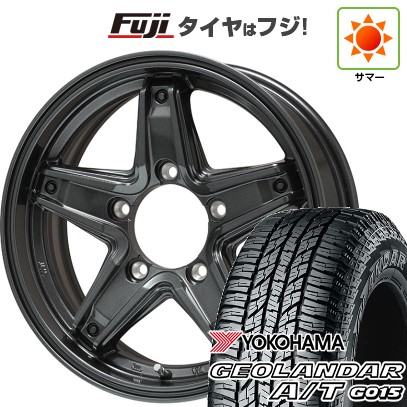 【新品】ジムニーシエラ 夏タイヤ ホイール4本セット 195/80R15 ヨコハマ ジオランダー A/T G015 RBL レアマイスター LMG エトナ(ディープグレー) 15インチ