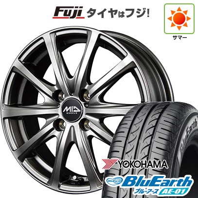 【新品 軽自動車】N-BOX タント スペーシア 夏タイヤ ホイール４本セット 165/55R15 ヨコハマ ブルーアース AE-01 MID ユーロスピード V25 メタリックグレー 15インチ