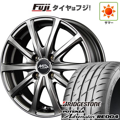 【新品 軽自動車】N-BOX タント スペーシア 夏タイヤ ホイール4本セット 165/55R15 ブリヂストン ポテンザ アドレナリン RE004 MID ユーロスピード V25 メタリックグレー 15インチ