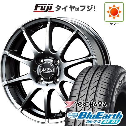【新品 軽自動車】N-BOX タント スペーシア 夏タイヤ ホイール4本セット 155/65R14 ヨコハマ ブルーアース AE-01 MID シュナイダー スタッグ メタリックグレー 14インチ