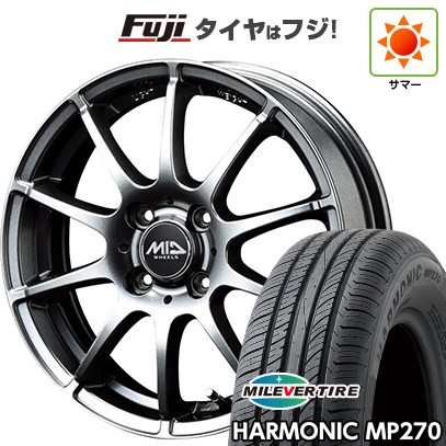 【新品 軽自動車】N-BOX タント スペーシア 夏タイヤ ホイール４本セット 155/65R14 ミレバー ハーモニック MP270(限定) MID シュナイダー スタッグ メタリックグレー 14インチ