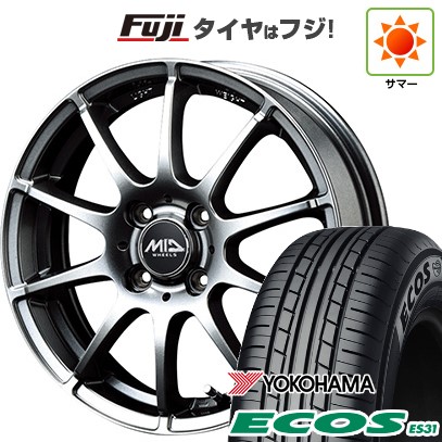 【新品 軽自動車】N-BOX タント スペーシア 夏タイヤ ホイール4本セット 165/55R15 ヨコハマ エコス ES31 MID シュナイダー スタッグ メタリックグレー 15インチ