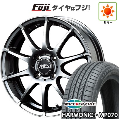 【新品 軽自動車】N-BOX タント スペーシア 夏タイヤ ホイール4本セット 165/55R15 ミレバー ハーモニック プラス MP070(限定) MID シュナイダー スタッグ メタリックグレー 15インチ