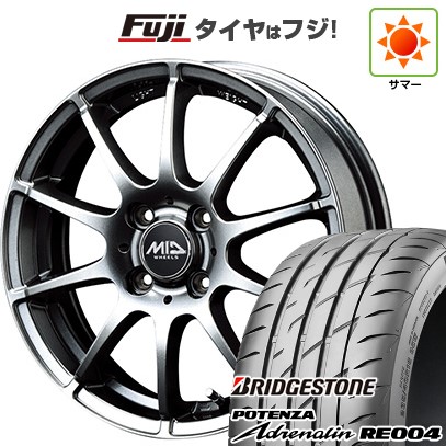 【新品 軽自動車】N-BOX タント スペーシア 夏タイヤ ホイール４本セット 165/55R15 ブリヂストン ポテンザ アドレナリン RE004 MID シュナイダー スタッグ メタリックグレー 15インチ