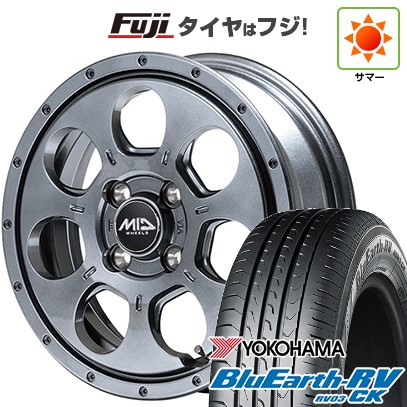 【パンク保証付き】【新品 軽自動車】N-BOX タント スペーシア 夏タイヤ ホイール4本セット 165/55R15 ヨコハマ ブルーアース RV-03CK MID ロードマックス マッドエージェント 15インチ
