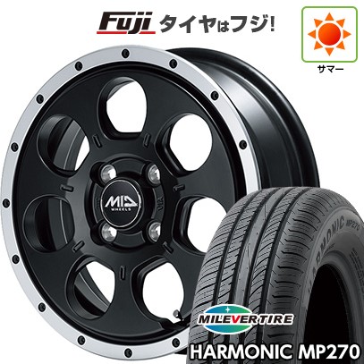 【新品 軽自動車】N-BOX タント スペーシア 夏タイヤ ホイール４本セット 155/65R14 ミレバー ハーモニック MP270(限定) MID ロードマックス WO-7 14インチ