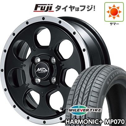【新品 軽自動車】N-BOX タント スペーシア 夏タイヤ ホイール4本セット 165/55R15 ミレバー ハーモニック プラス MP070(限定) MID ロードマックス WO-7 15インチ