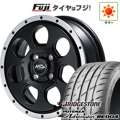 【新品 軽自動車】N-BOX タント スペーシア 夏タイヤ ホイール4本セット 165/55R15 ブリヂストン ポテンザ アドレナリン RE004 MID ロードマックス WO-7 15インチ