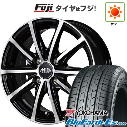 【新品 軽自動車】N-BOX タント スペーシア 夏タイヤ ホイール４本セット 155/65R14 ヨコハマ ブルーアース ES32 MID ユーロスピード V25 ブラックポリッシュ 14インチ