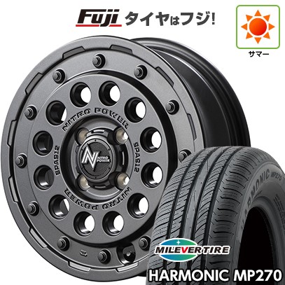 【新品 軽自動車】N-BOX タント スペーシア 夏タイヤ ホイール４本セット 155/65R14 ミレバー ハーモニック MP270(限定) MID ナイトロパワー H12 ショットガン 14インチ