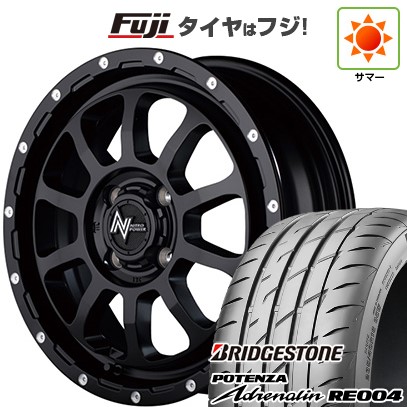 【新品 軽自動車】N-BOX タント スペーシア 夏タイヤ ホイール4本セット 165/55R15 ブリヂストン ポテンザ アドレナリン RE004 MID ナイトロパワー M10 パーシングKC 15インチ