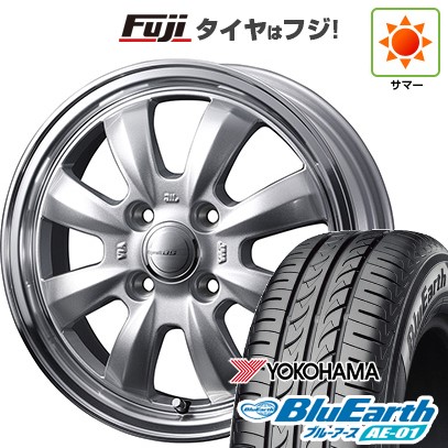 【新品 軽自動車】N-BOX タント スペーシア 夏タイヤ ホイール4本セット 155/65R14 ヨコハマ ブルーアース AE-01 ウェッズ グラフト 8S 14インチ