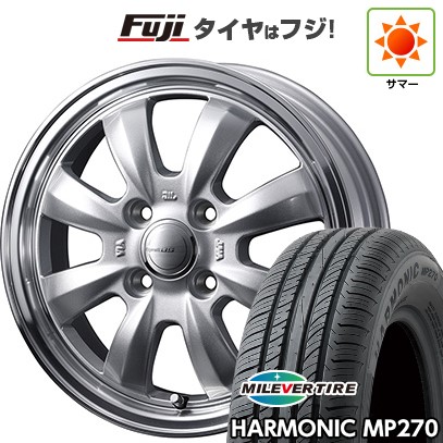 【新品 軽自動車】N-BOX タント スペーシア 夏タイヤ ホイール4本セット 155/65R14 ミレバー ハーモニック MP270(限定) ウェッズ グラフト 8S 14インチ