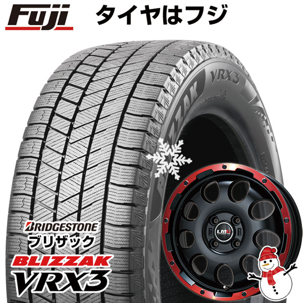 【新品 軽自動車】エブリイワゴン スタッドレスタイヤ ホイール4本セット 165/60R14 ブリヂストン ブリザック VRX3 レアマイスター LMG CS-9 マットブラック/レッドリム 14インチ