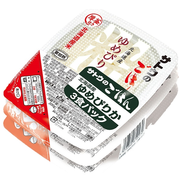 サトウ食品 サトウのごはん 北海道産ゆめぴりか 3食パック (200g×3食)×12個入×(2ケース): 飲料 食品専門店 味園サポート｜ANA  Mall｜マイルが貯まる・使えるショッピングモール