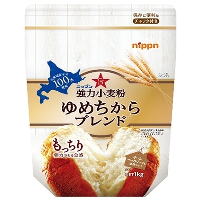 ニップン 強力小麦粉 ゆめちからブレンド 1kg×12袋入×(2ケース): 飲料