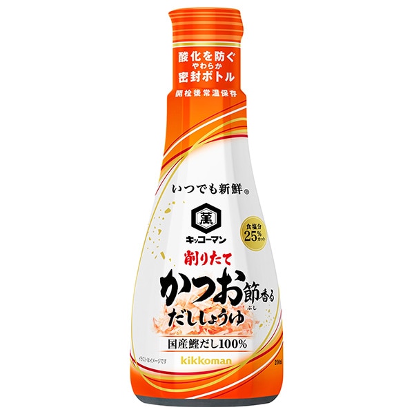 キッコーマン いつでも新鮮 削りたて鰹節香る だししょうゆ 200mlペットボトル×6本入×(2ケース)