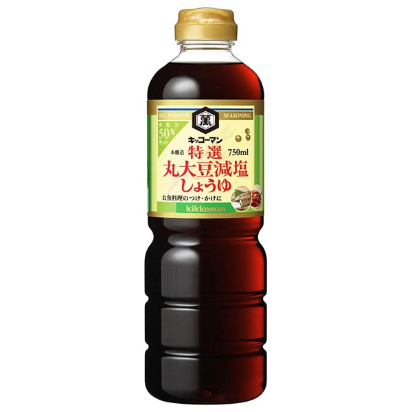 キッコーマン 特選 丸大豆減塩しょうゆ 750mlペットボトル×6本入