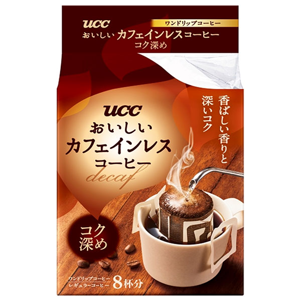 UCC おいしいカフェインレスコーヒー ドリップコーヒー コク深め (7g×8P)×12(6×2)袋入