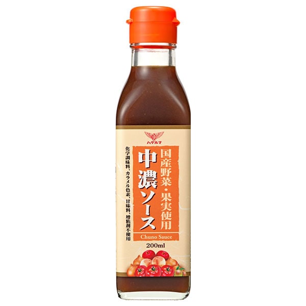 ハグルマ JAS特級 国産野菜・果実使用 中濃ソース 200ml瓶×12本入×(2ケース)