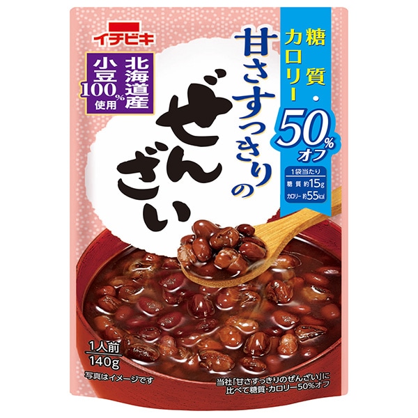 イチビキ 甘さすっきりの糖質・カロリー50%オフぜんざい 140g×20(10×2)袋入×(2ケース)