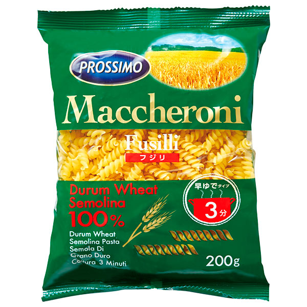 プロッシモ マカロニフジリ 早ゆでタイプ 200g×24袋入