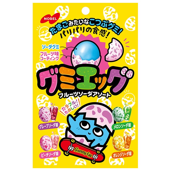 ネコポス ノーベル製菓 グミエッグ フルーツソーダアソート 40g×6袋入